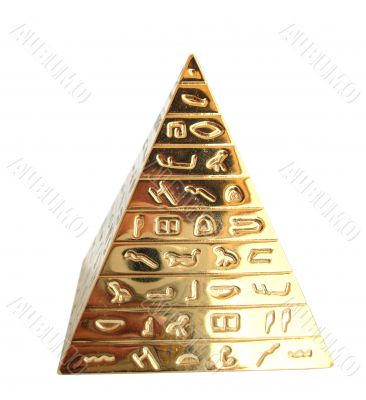 Golden pyramid with hieroglyphs