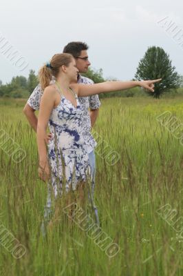 Couple looking into the distance