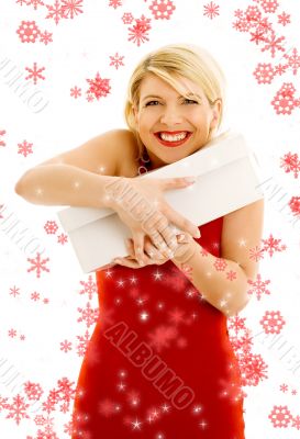 thankful girl with snowflakes