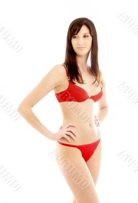 lovely brunette in red underwear