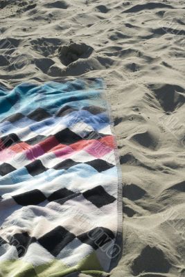 Colored fabric on the sand