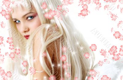 romantic angel with flowers