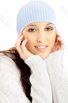 lovely brunette in winter hat