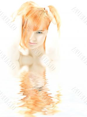 lovely redhead in water