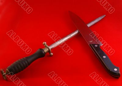 Chef`s knife & butcher`s steel