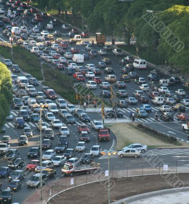 Rush hour traffic, twilight