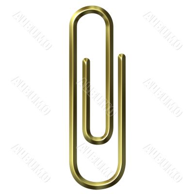3D Golden Paper Clip