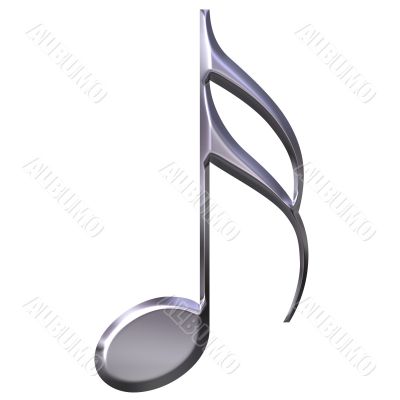3D Silver Sixteenth Note