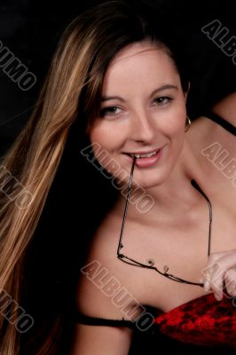 woman with glasses