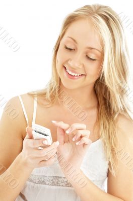 teenage girl with a white phone