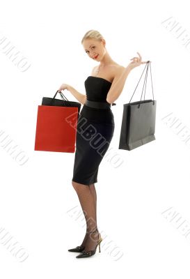 shopping blond in black dress #2