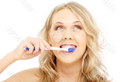 happy blond with toothbrush
