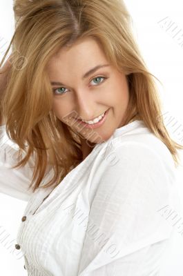 happy girl with green eyes