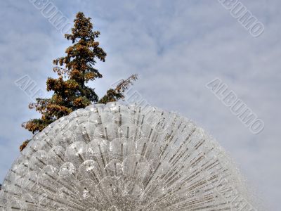 tree on a background of a fountain.