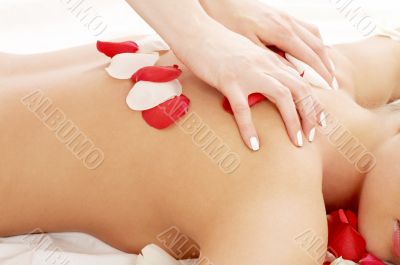 massage hands and rose petals