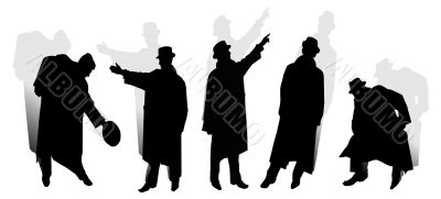 Five silhouettes of men.