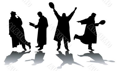 Four silhouettes of men.