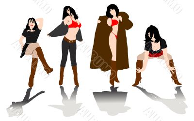 Four female silhouettes.