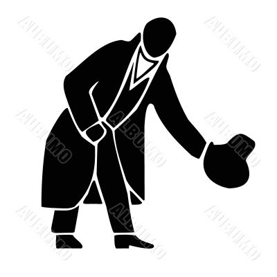 The person with a hat.