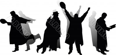 Four silhouettes of men.