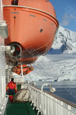 Cruise ship, icebreaker, with lifeboat