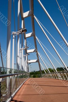 White bridge against a clear blue sky