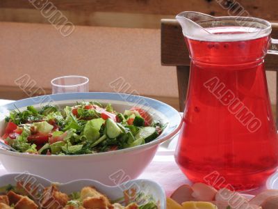 Salads and juice