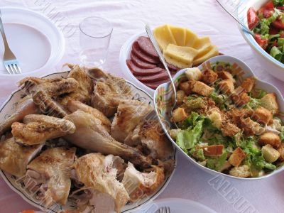 Chicken and salads