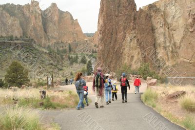 Family going rock climbing