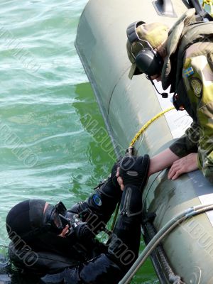 Military Diver On Mission