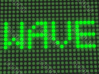 word on the electronic display