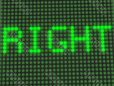 word on the electronic display
