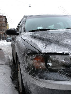 Modern Car In Ice