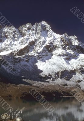Prayer flags and lake