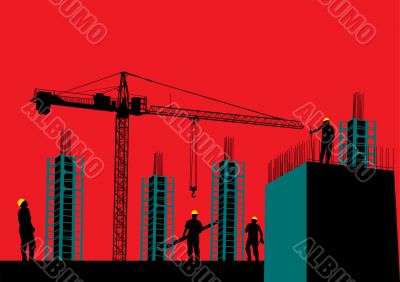 Silhouette of construction site