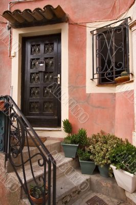 Ancient wooden carved door.