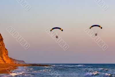 Flight above the sea