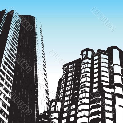 Grunge style skyscrapers