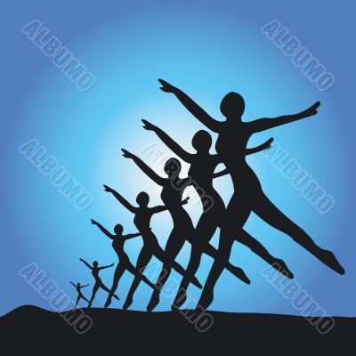 Silhouette of ballet dancers