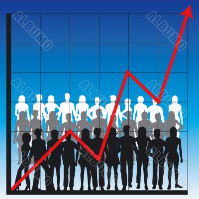business chart and people