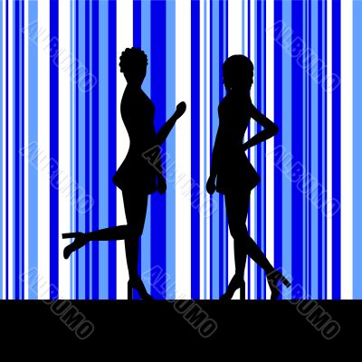 Silhouette of a two women