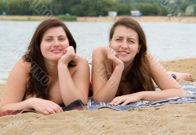 women on a beach