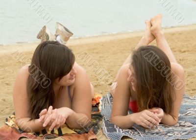 women on a beach
