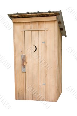 cypress outhouse on white