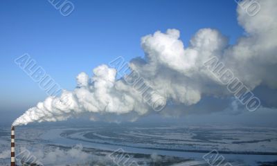 The White smoke from pipe.