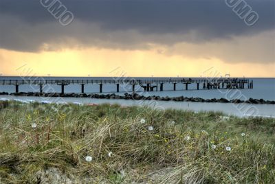 Sunset with rain