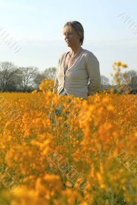 Women in a flower field