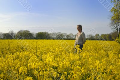 Women in a flower field