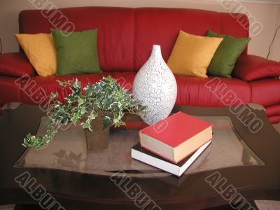 Red Sofa and Table
