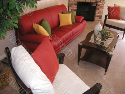 Red Sofa and Chairs